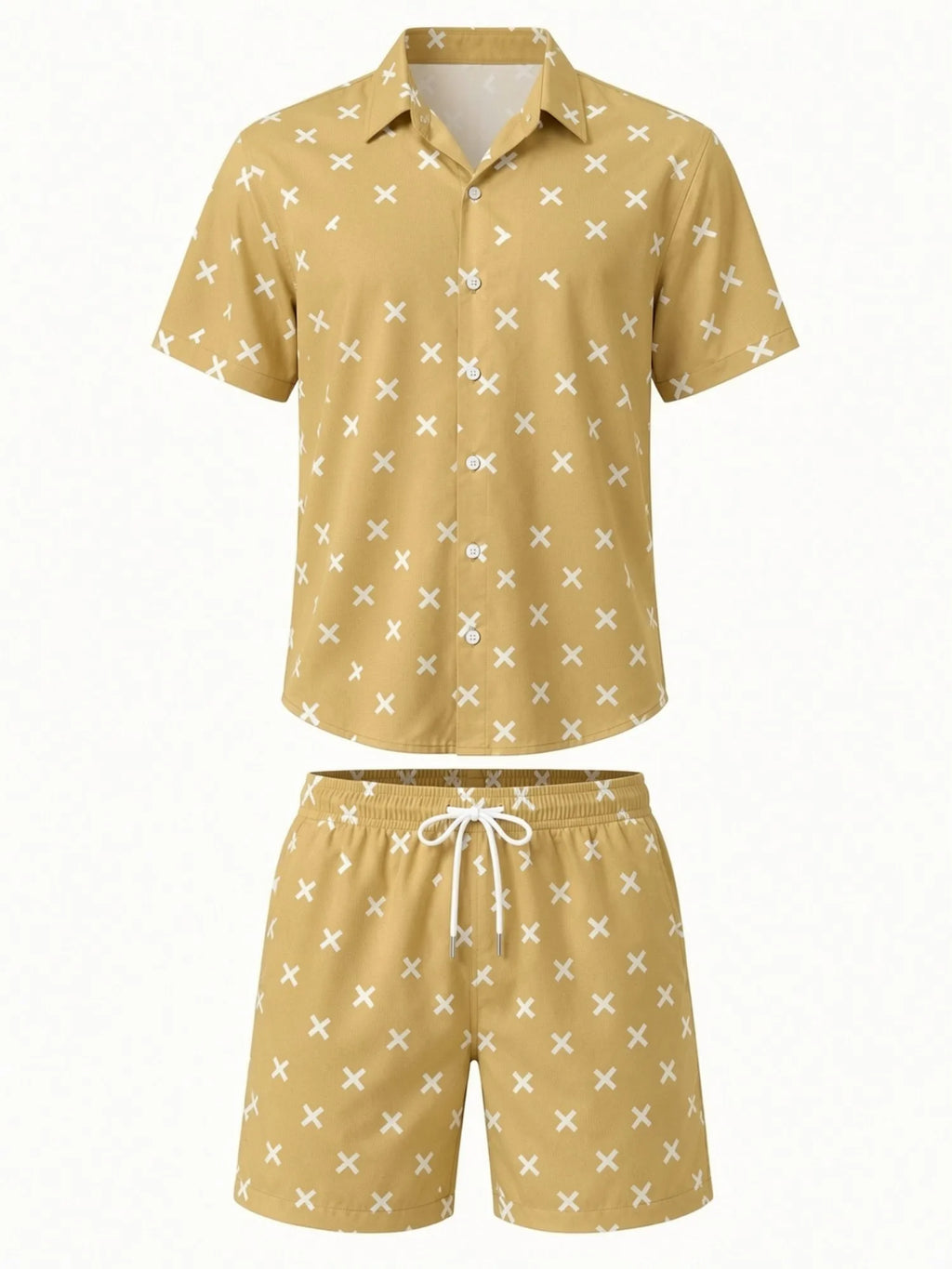 Mens Floral Short Sleeve Shirt and Drawstring Shorts Set Beach Vacation Relaxed Summer Two Piece Weekend Beach Outfit Travelwear
