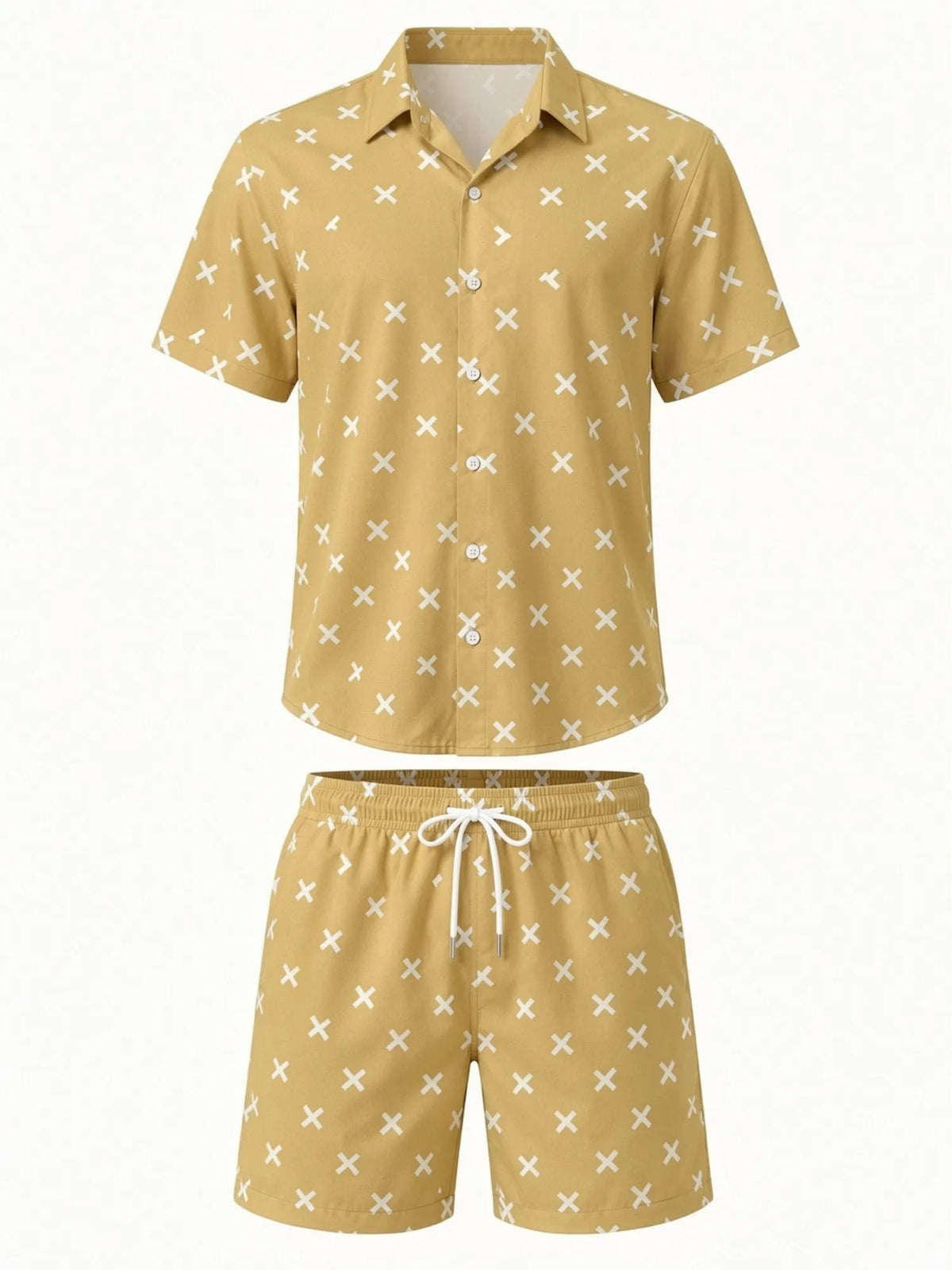 Mens Floral Short Sleeve Shirt and Drawstring Shorts Set Beach Vacation Relaxed Summer Two Piece Weekend Beach Outfit Travelwear