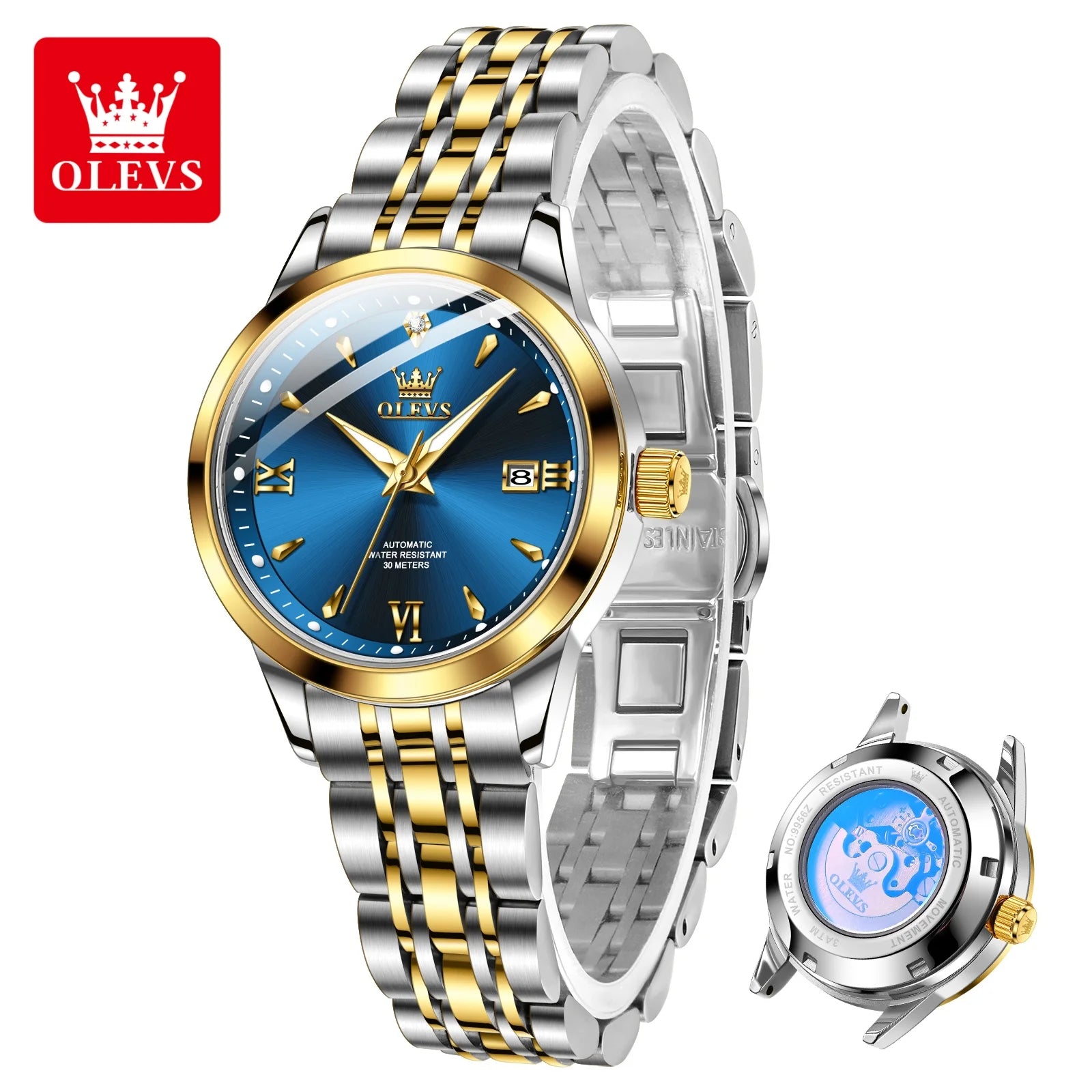OLEVS 9956 Watch For Women Auto Date Elegant Mechanical Women Watch Waterproof Simple Fashion Business Automatic Wristwatch