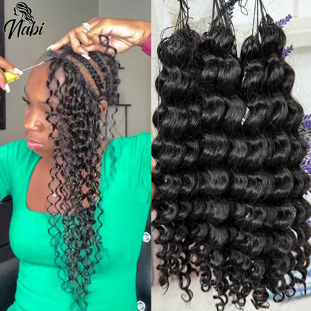NABI Updated Miracle Knots Hair Pre-Separated Burmese Crochet Human Hair DeepWave 14-26inch 100g/pc for Bora Boho Braids