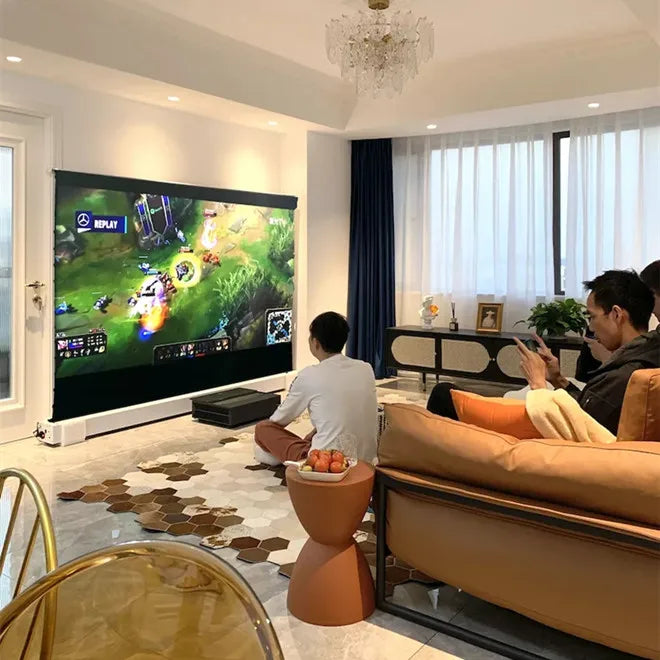 High-quality 72"-150" Laser TV Projector Screen Motorized Floor Rising PET UST ALR Projection Screen Suitable For Home Theater