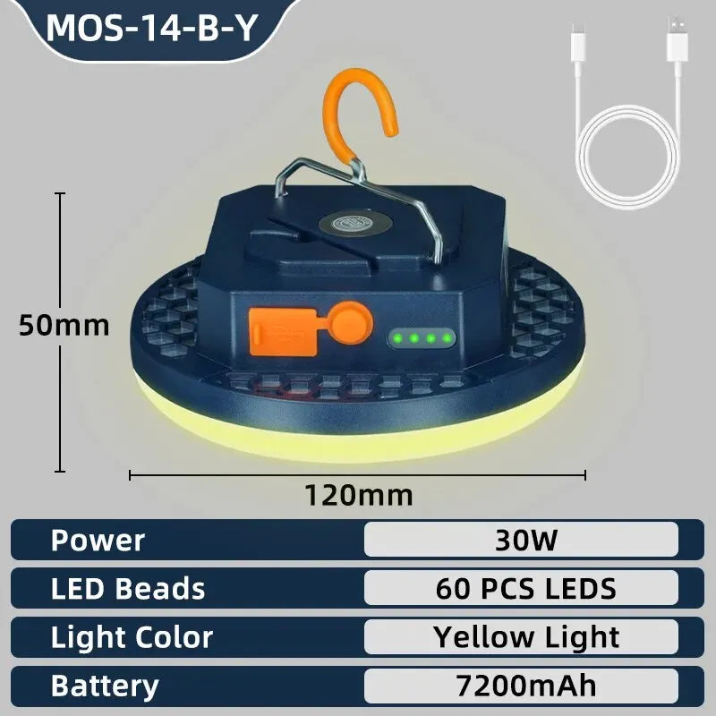 Rechargeable Camping Lights Outdoor Magnetic Suction Tent Lanterns Maintenance Emergency Lights High Light Flashlights 13500mah