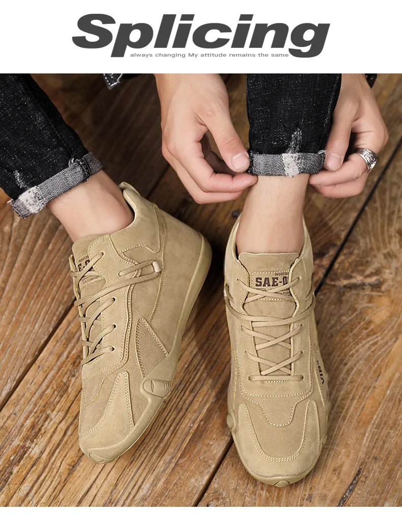 Men's Shoes New Fashion Breathable Non-slip Wear-resistant Outdoor Casual Mid-Top Lace-Up Sneakers