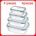 4 Pieces Rectangular Borosilicate, Microwave-Safe Rectangular Container, Microwave Safe Borosilicate Glass Containers,Available in 200ml, 370ml, 640ml, and 1000ml