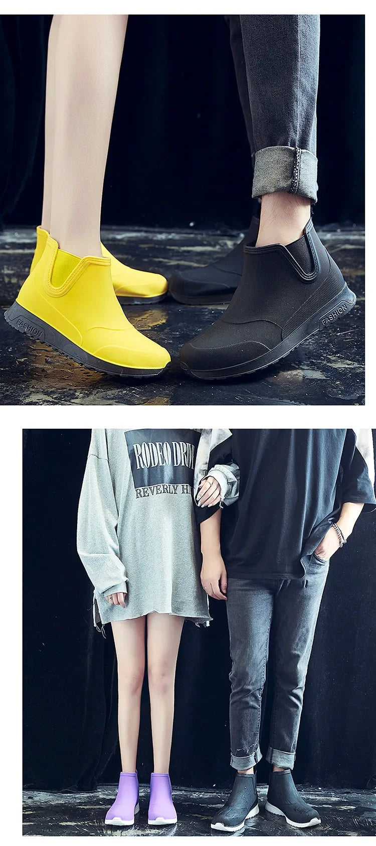Rain Shoes for Lovers Rubber Shoe Platform Ankle Boots Autumn Winter Slip on Booties Boots for Men Waterproof Work Botas Hombres