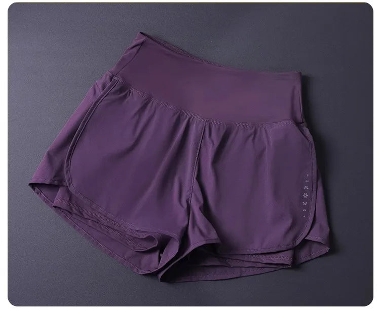 Women's 2 in 1 Shorts with Pockets - Lightweight Breathable Loose Anti-Disclosure Split Side for Yoga Running Gym
