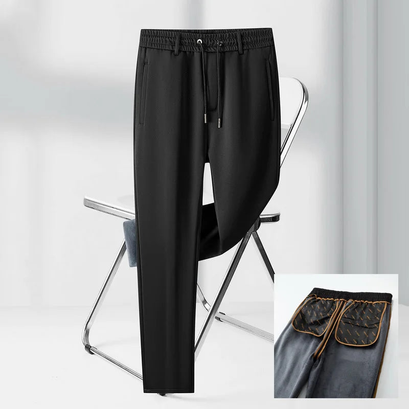 Winter Pants Men Straight Trousers Thicken Warm Oversize 6XL 7XL 8XL 10XL Plus Size Loose Fleece Formal Sweatpants Autumn Plush