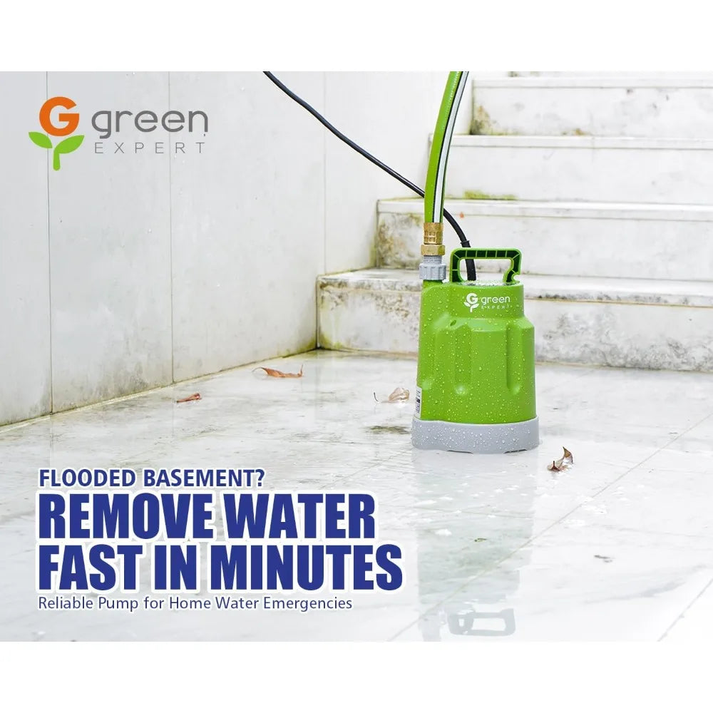 1/4HP Submersible Sump Pump 1800GPH, 28ft Max Head, Portable Utility Pump for Basement, Pool, Hot Tub & Garden Drainage