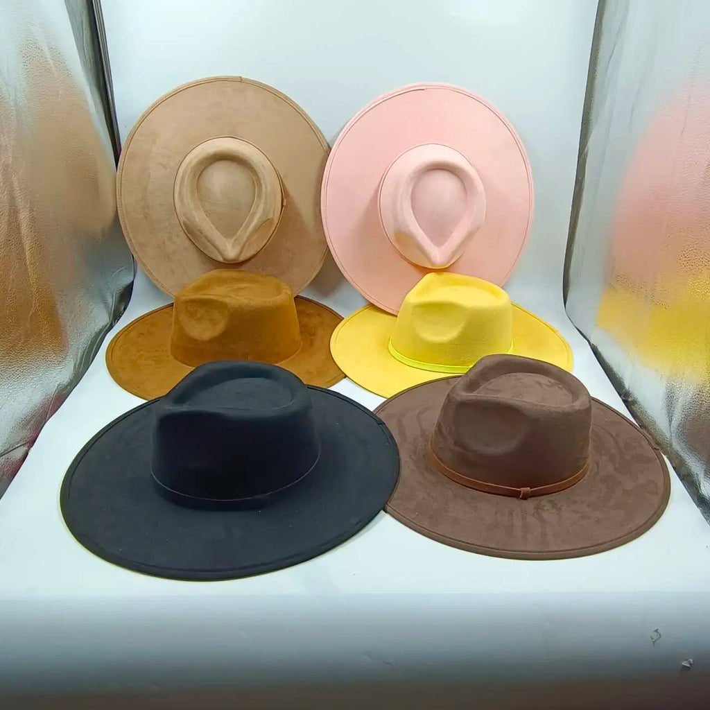 Suede Fedora Painting Felt Hats for Men and Women, Hand Sewn Fedora Adjustable Fall Winter Fashion Party Hats and Gifts