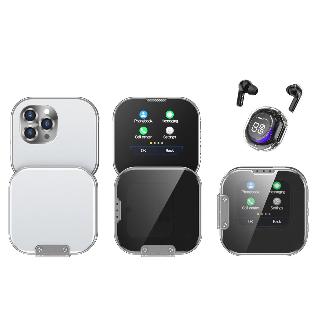 SERVO I19 Rotate Small Box Touch Mobile Phone 2SIM Standby Magic Voice Bluetooth Sync Music Torch Mini Rotation Cellphone Type-C