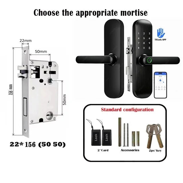 TTLock / Tuya WiFi Smart Fingerprint Door Lock Biometric Digital Lock with RFID Card Password for Hotel Home