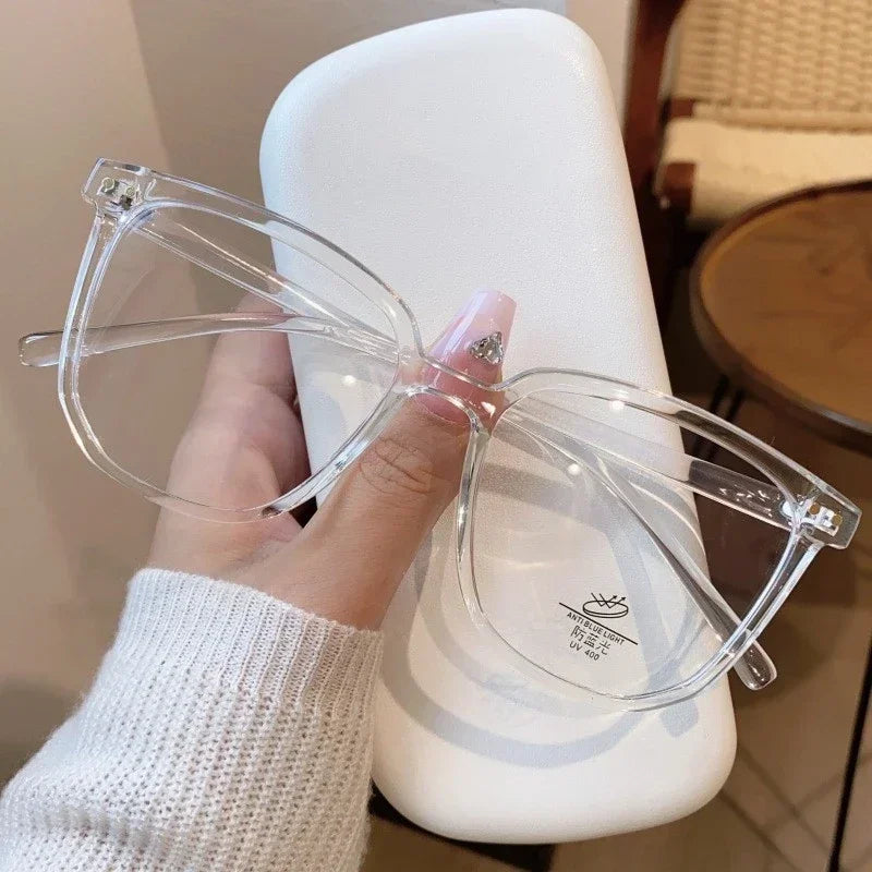 Anti Blue Light Presbyopia Eyeglasses Vintage Trend Oversized Square Hyperopia Eyewear Finished Prescription Reading Glasses