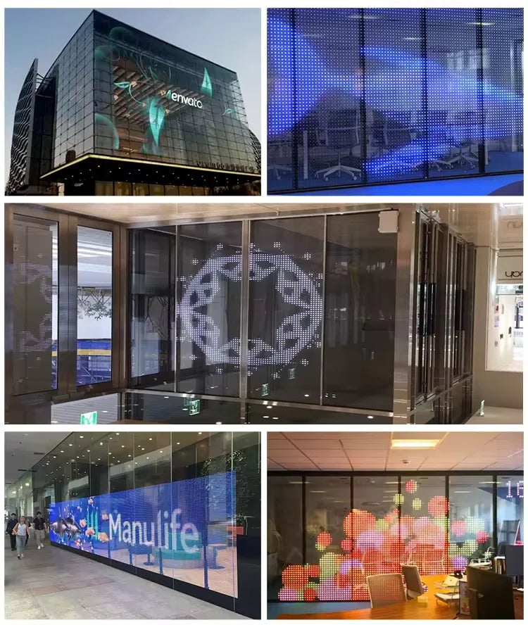 Customizable Window Glass Indoor Digital Advertising Transparent Flexible Film Led Display P6 P8 Led Film  P10 Led Screen