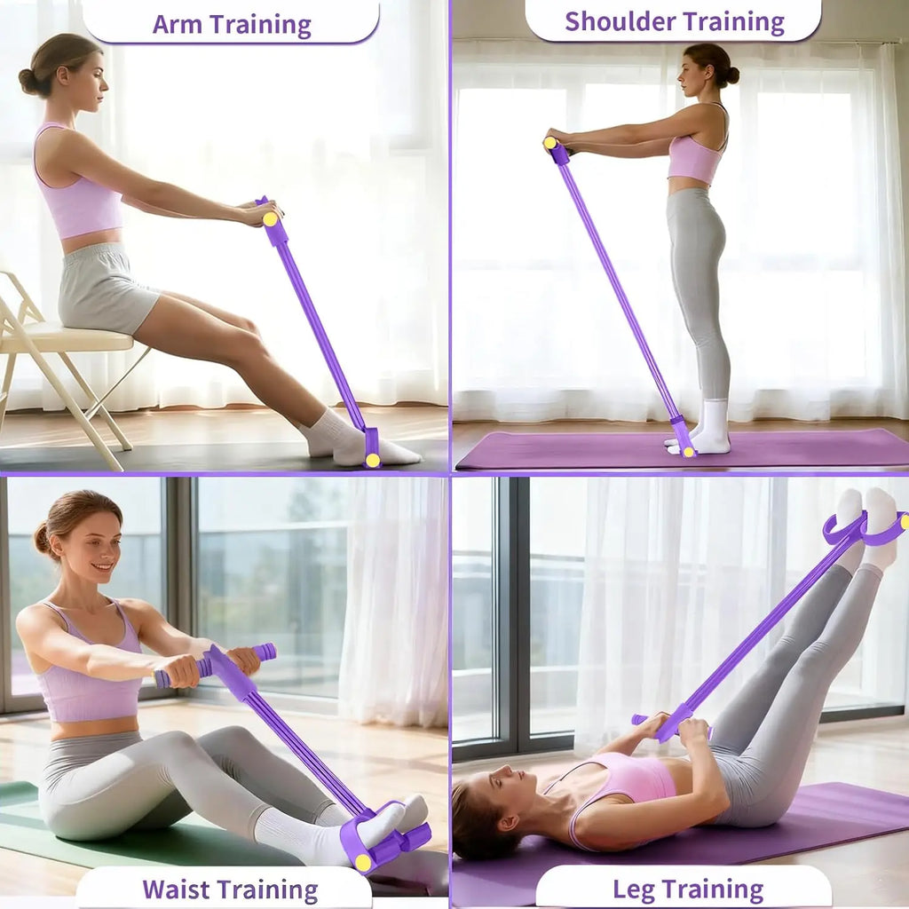 Durable 6-Tubes Multifunction Resistance Band, Natural Rubber Foot Pedal Resistance Bands, Fitness Resistance Bands