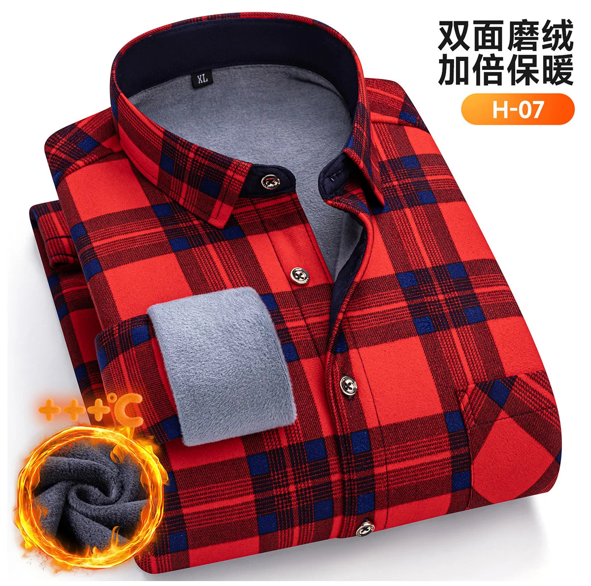 Plus Size 8XL 7XL 6XL Men's Thickene Shirt Long Sleeve Fleece Warm Winter Autumn Casual Soft Print Daily Thermal Male Clothing