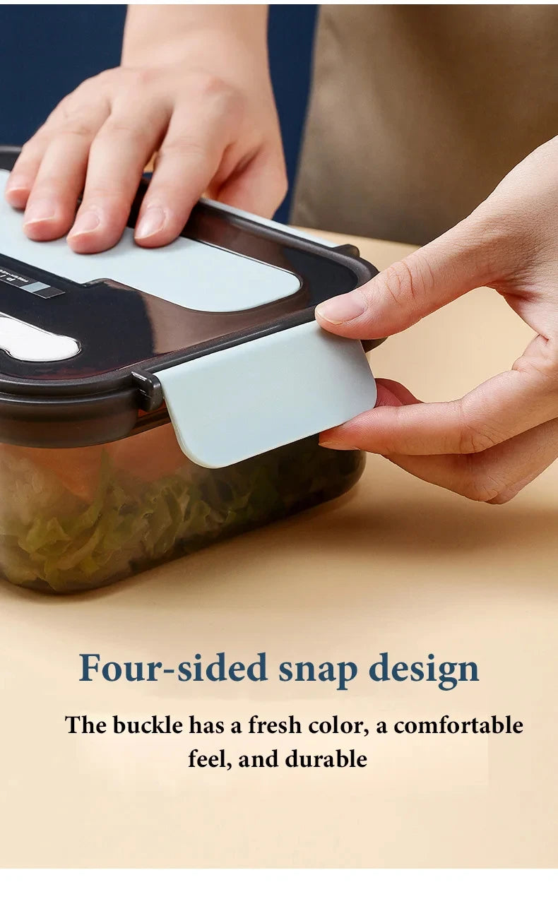 1500ML Lunch Box Food Storage Box 3 Grids Student Office Worker Microwave Bento Box Outdoor Picnic Container With Fork Spoon