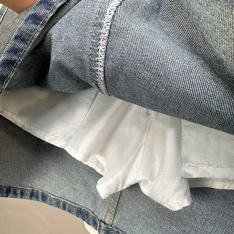 Women's Denim Skirts Vintage High Waisted Slim Fit Washed Jean Mini Skirts for Woman 2025 New Fashion Y2K A-Line Short Skirts