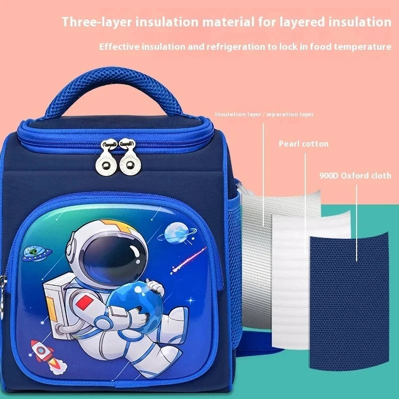 Lunch Bag for Boys Girl Cute Insulated Lunch Box Portable Meal Cooler with Adjustable Shoulder Strap for School Beach Picnic