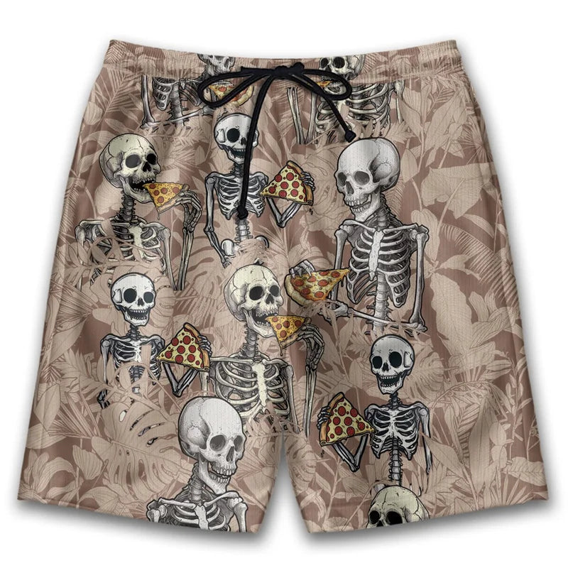 Funny 3D Printing Pizza Beach Shorts For Men Women Street Drawstring Swimming Trunks Kids Summer Animal Graphic Surfboard Shorts