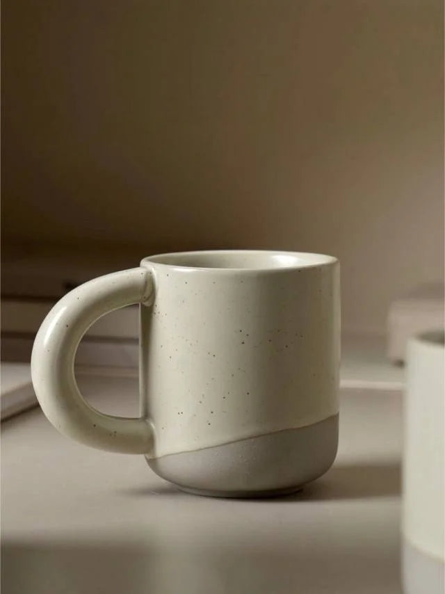 Nordic Style Ceramic Mugs 300ml Microwave Safe Glazed under Color Rough Pottery Spliced Mark Cup from Mainland China