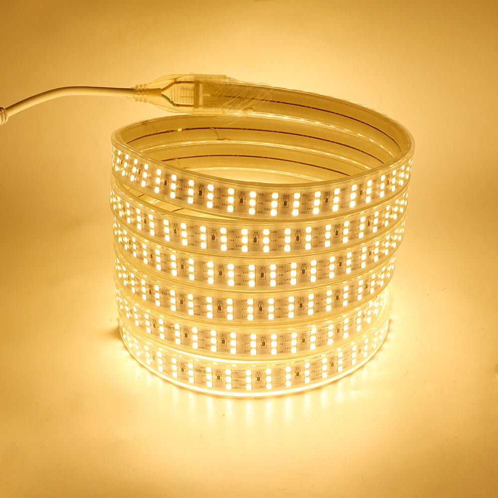 220V 110V LED Strip Waterproof Outdoor High Brightness Three Row 264 276Leds/m SMD 2835 Flexible Ribbon Led Light Lamp