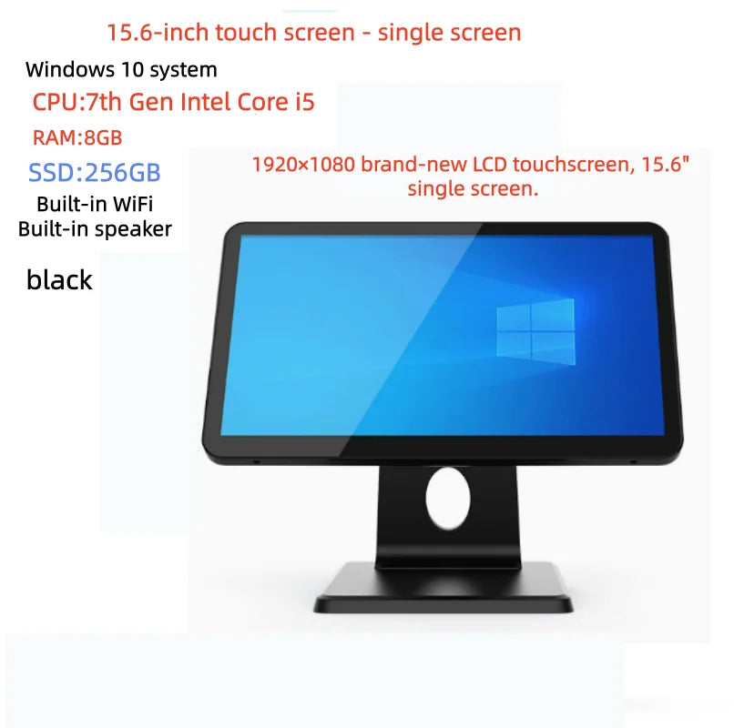 2026 New Product -15.6 Inch Single Screen Window POS System, Desktop Cash Register CPU 4th Gen I5 4G RAM 8GB SSD 256GB