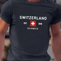 Summer men's 100% pure cotton casual loose plus size Switzerland pattern printed round neck short sleeved T-shirt top
