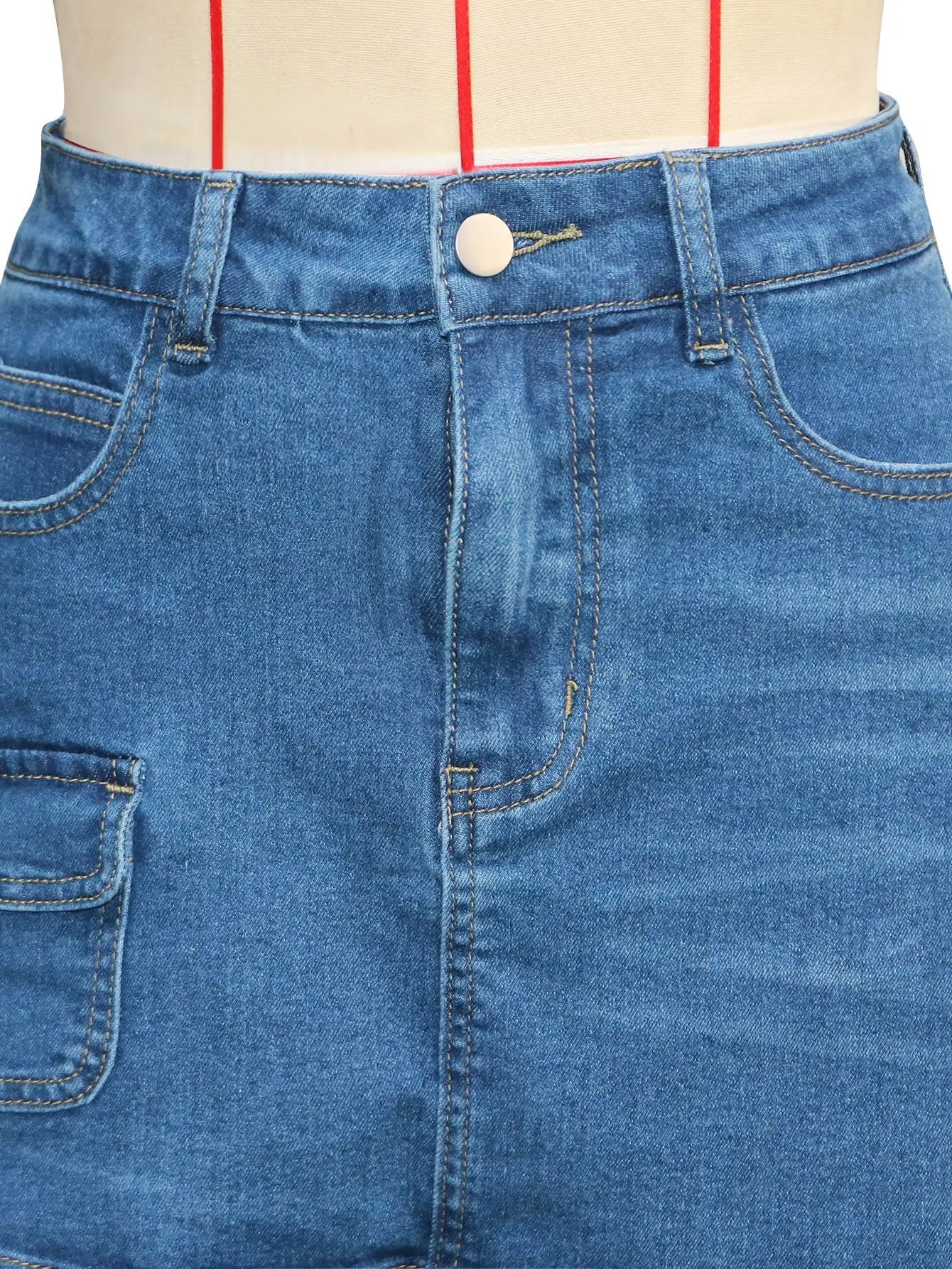 Fashion High Waist Denim Wide Leg Jeans for Women Detachable Skirt Layered Cargo Pocket Streetwear Baggy Jeans Denim Trousers