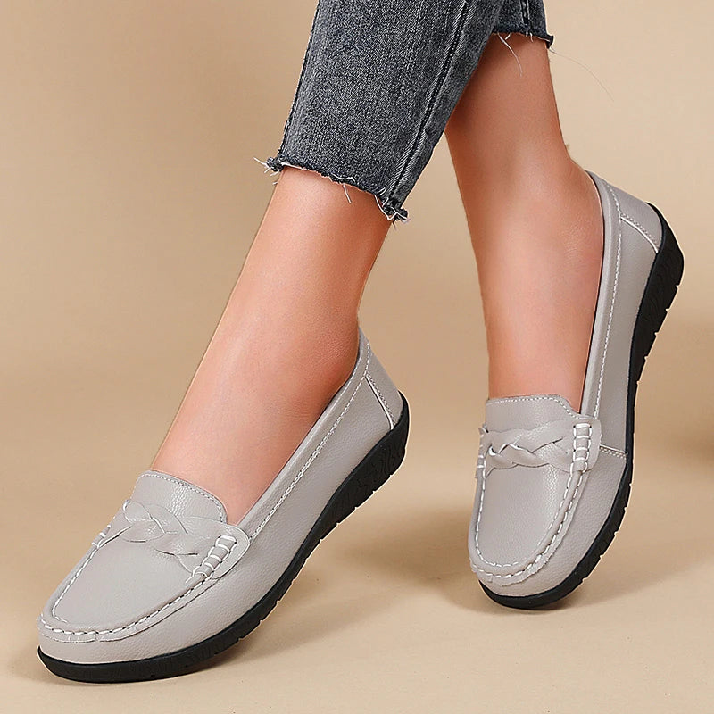 Genuine Leather Fashion Women Flats Outdoor Ballet Flats Moccasins Women's Shoes Retro Women Shoe Oxford Plus Size Zapatos Mujer