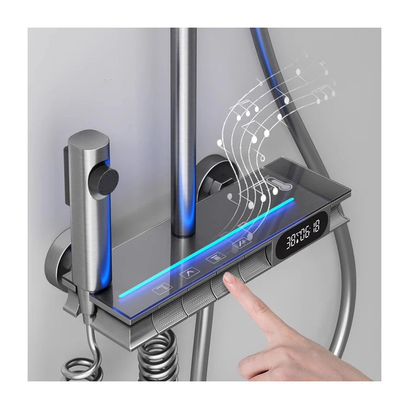 LED Factory 304 Stainless Steel Anti-Scratch Kitchen Sink Multifunction LED Digital Display Pull-Out Faucet Single Bowl Design