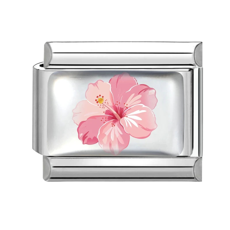 2025 Women's Fashion Colorful Flowers Sunflower Tulip Orchid Daisy Italian Charms Fit 9mm Stainless Steel Bracelet DIY Jewelry
