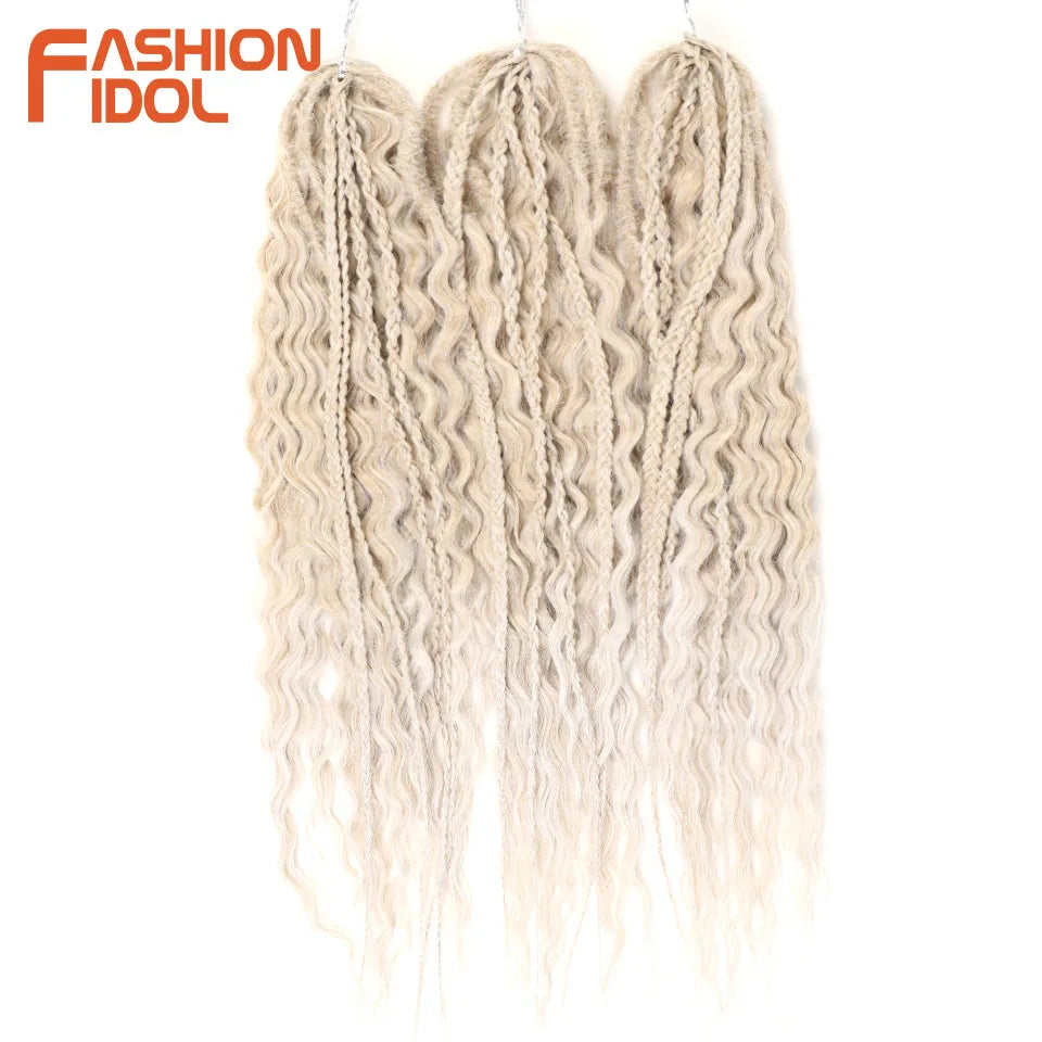FASHION IDOL 24 Inch 300g Ariel Hair Synthetic Crochet Curly Hair Water Wave Braid Hair Ombre Blonde Braiding Hair Extensions