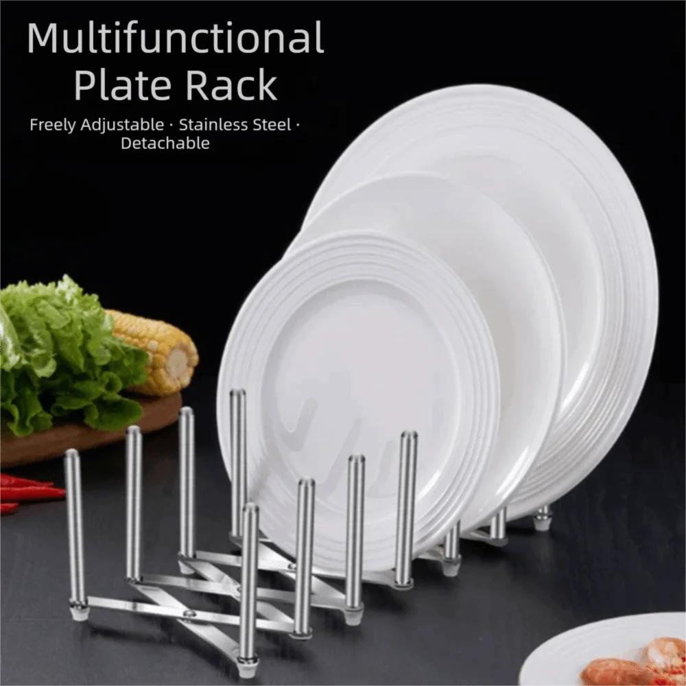 Stainless Steel Telescopic Rack Telescopic Design Foldable Pot Cover Storage Adjustable Retractable Kitchen Storage Tray