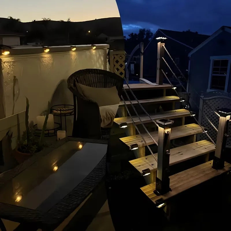 Outdoor Solar Stair Lights LED Waterproof for Garden Yard Railing Fence Lights Enhances Night Safety and Atmosphere