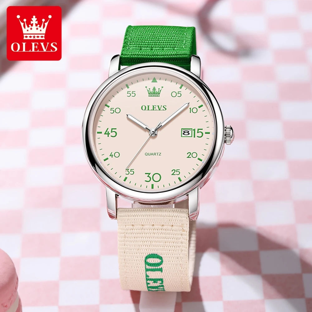 OLEVS 2997 Original Quartz Movement Student Fashion Watch Calendar Digital Dial Night Light Function 30m Waterproof Watch