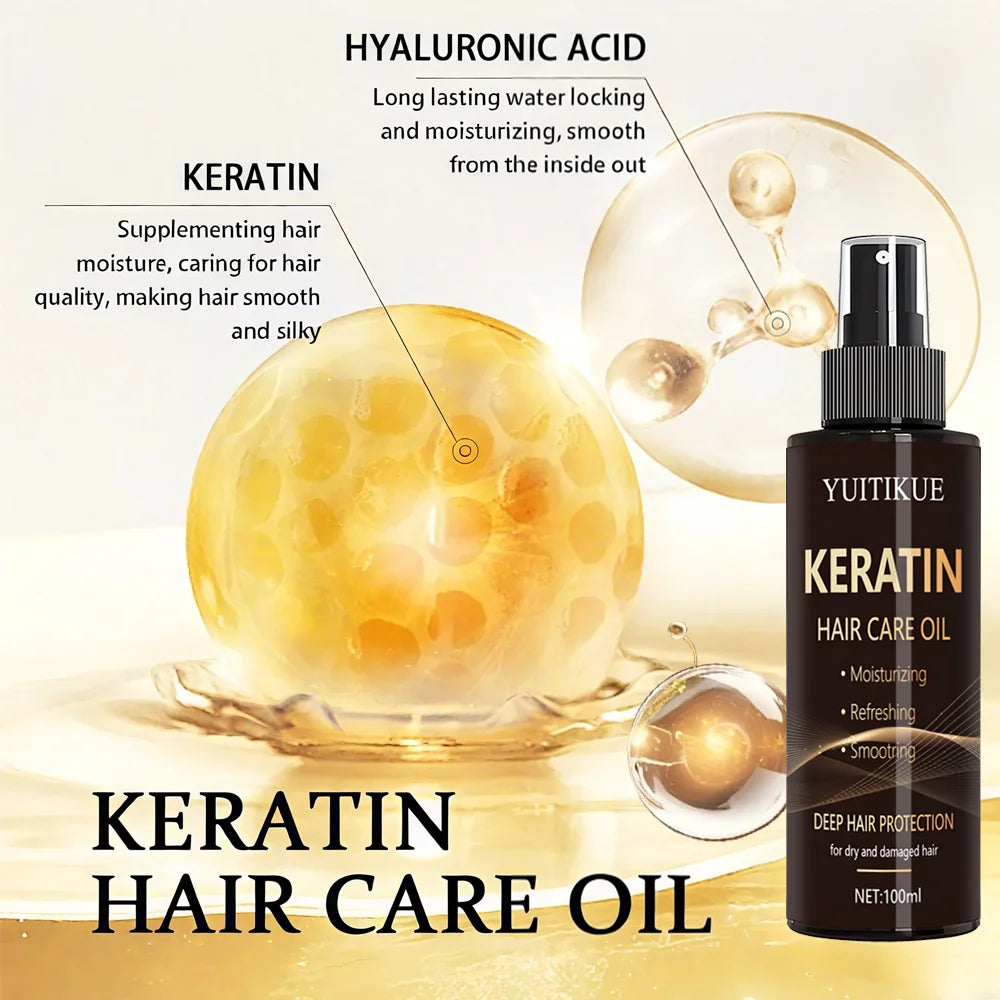 YUITIKUE Keratin Hair Care Oil Moisturizing Smoothing Refreshing Deep Protection For Dry Damaged Hair