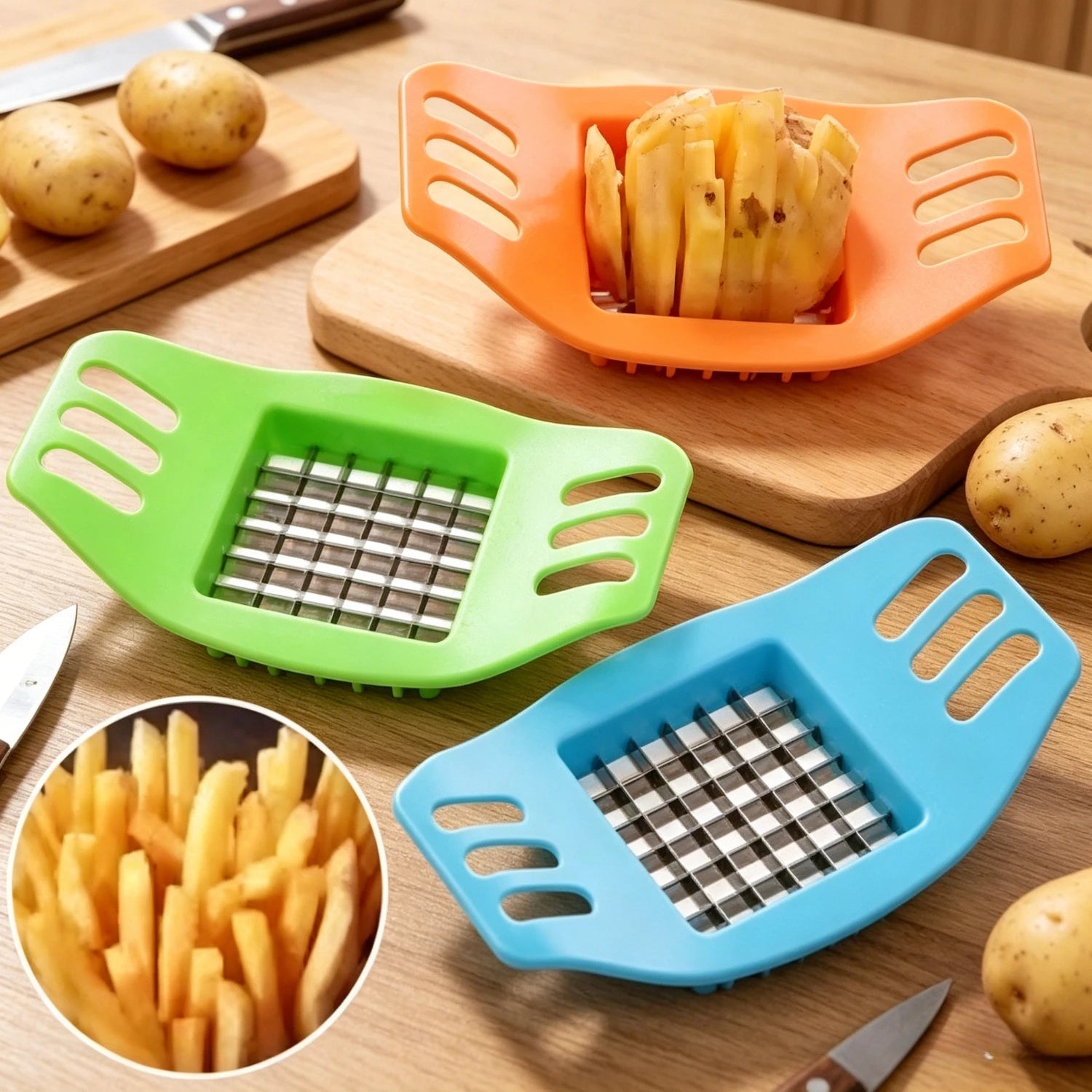 Multifunctional Potato Slicer Cutter Chopper, French Fries Maker Vegetable Fruit Cutting Tool Home Kitchen Gadgets Accessories