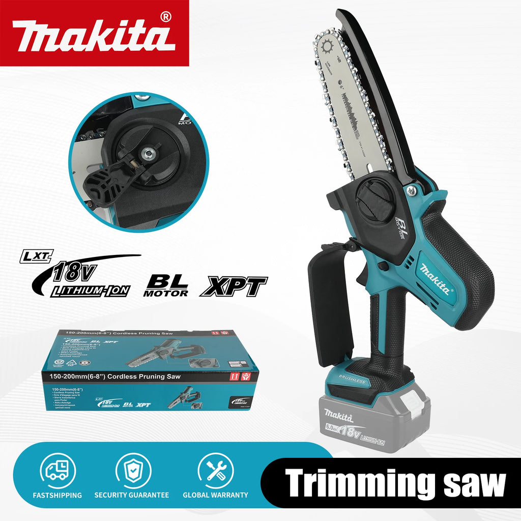 NEW 2026 Makita 8 Inch Handheld Chain Saw,Cordless 18V Power,Tool Free Adjustment,Auto Oiler for Tree Cutting Work