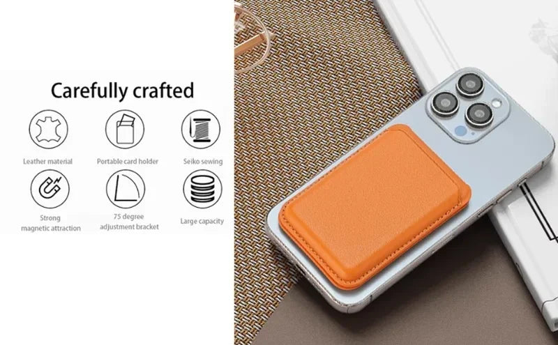 Strong Magnetic Leather Wallet with Hide Stand Case for Magsafe for IPhone 15PM 14 13 Pro Max Mag Safe Card Holder Pocket Cover