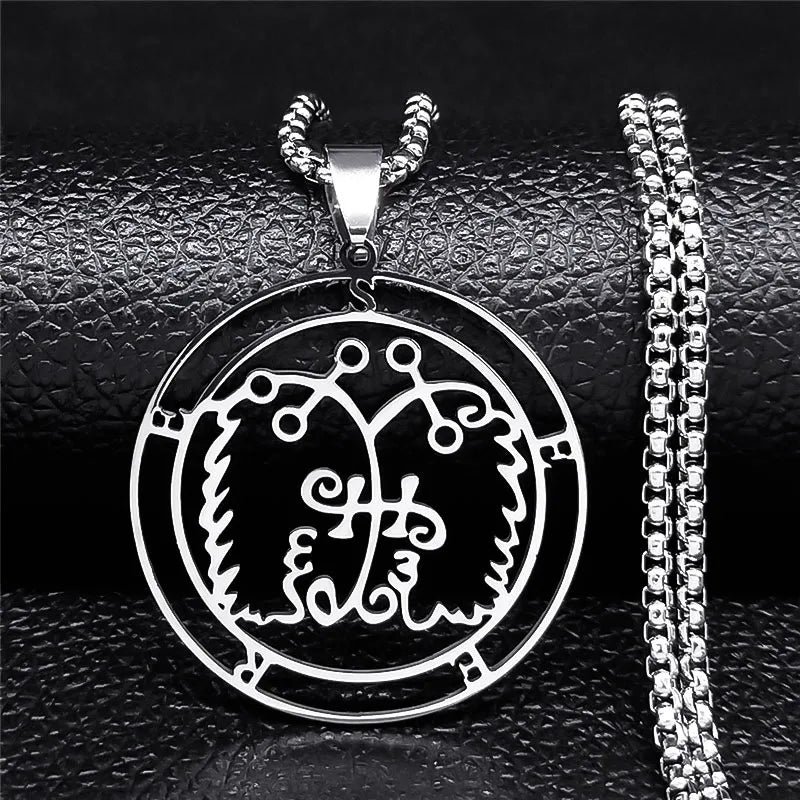 2024 Fashion Sigeal Sigil De Lucifer Stainless Steel Satan Necklace Asmoday Lazer Key Baphomet Stamp Jewelry N7118S03