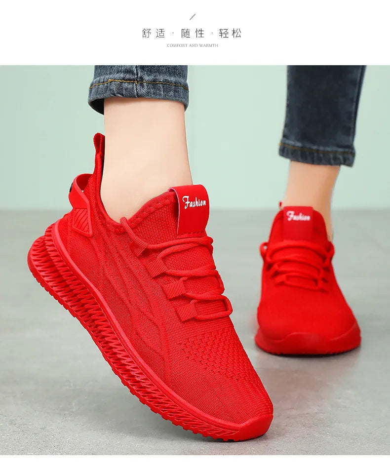 Yellow Sneakers For Women Shoes Slip On Flying Breathable Mesh Sneakers Woman Spring New Lightweight Tennis Ladies Casual Shoes