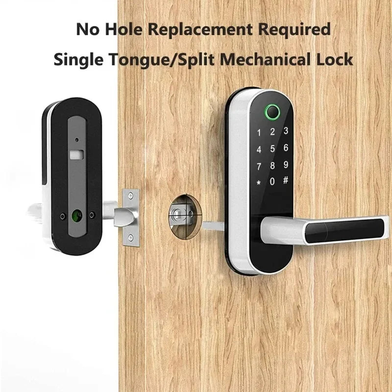 Tuya Smart Fingerprint Door Lock App Remote Control Keyless WIFI Digital Touchscreen Lock NFC with 2 IC Cards IP68 Waterproof