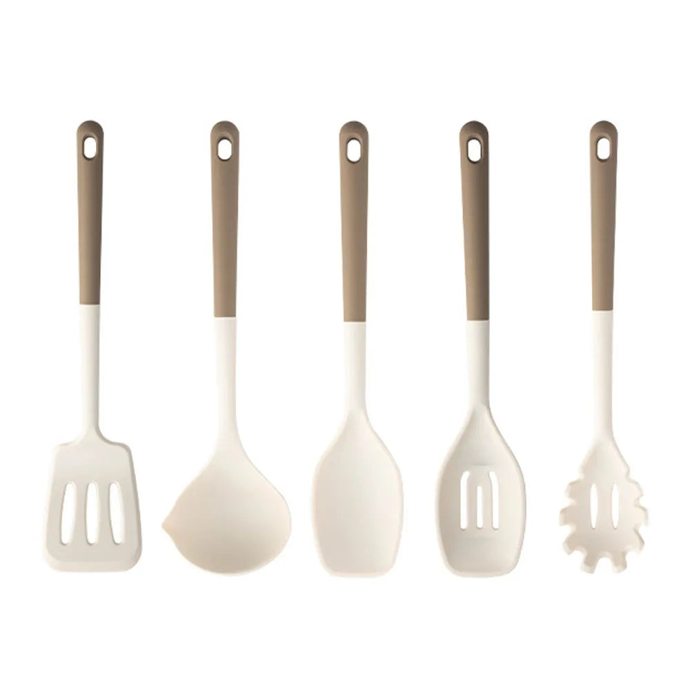 New 4/5/6/7/10Pcs Silicone Kitchen Utensils Spatula Shovel Soup Spoon Cooking Tool Non-Stick Silicone Handle Kitchen Gadgets
