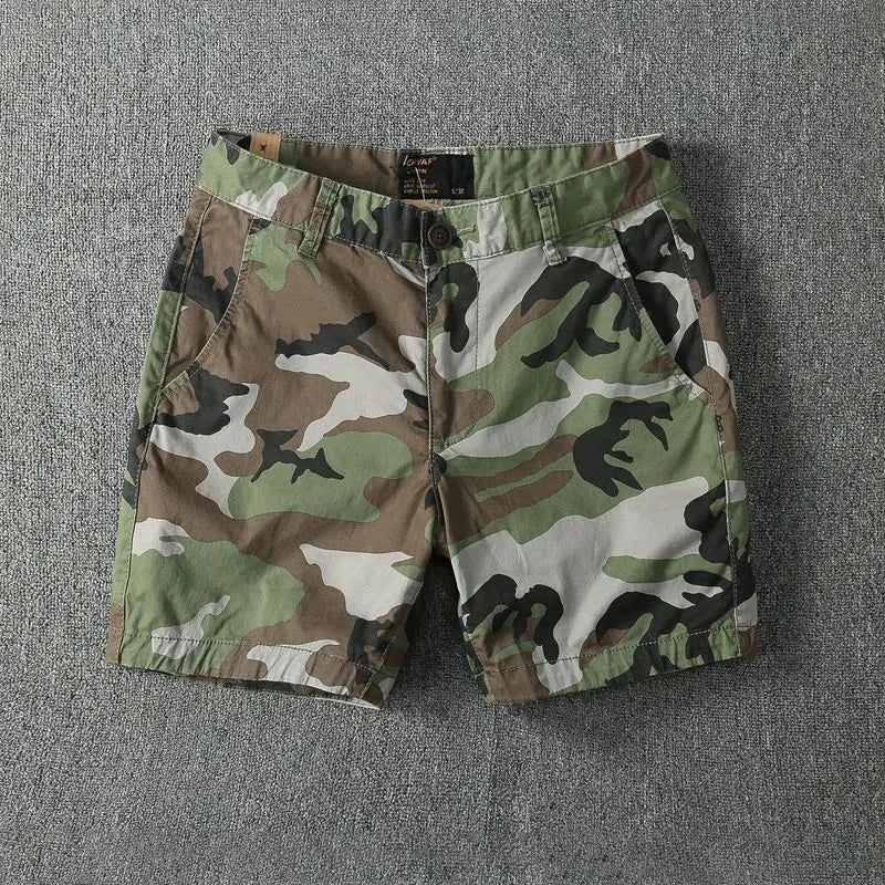 Korean Fashion Camouflage Shorts for Men's Casual Stretch 2025 Summer New Slim Fit and Wear-resistant Shorts Male Clothing