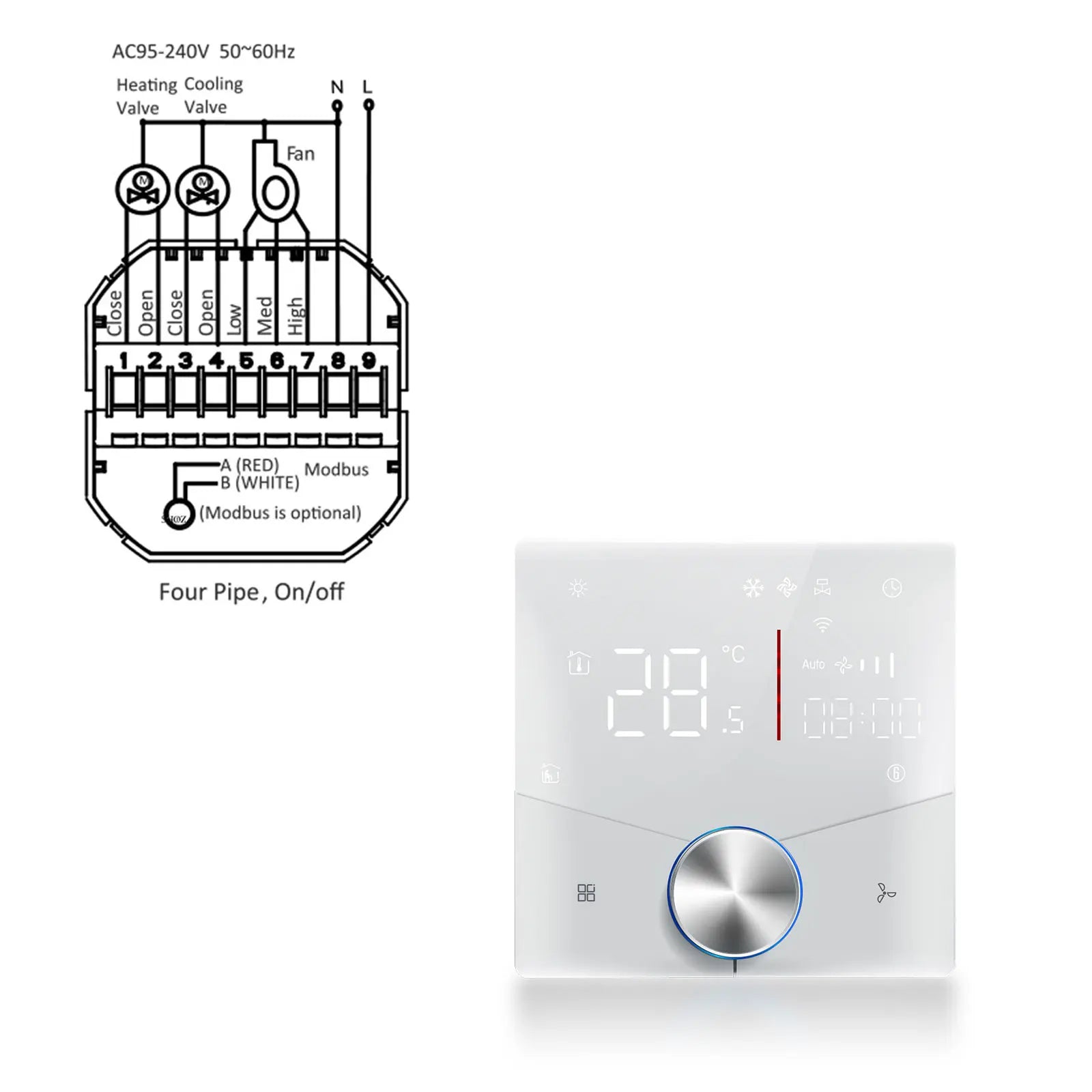 EU 24V 220V WIFI Smart Air Conditioner Thermostat Temperature Controller for Cooling Heating Programable Thermostatic Valve