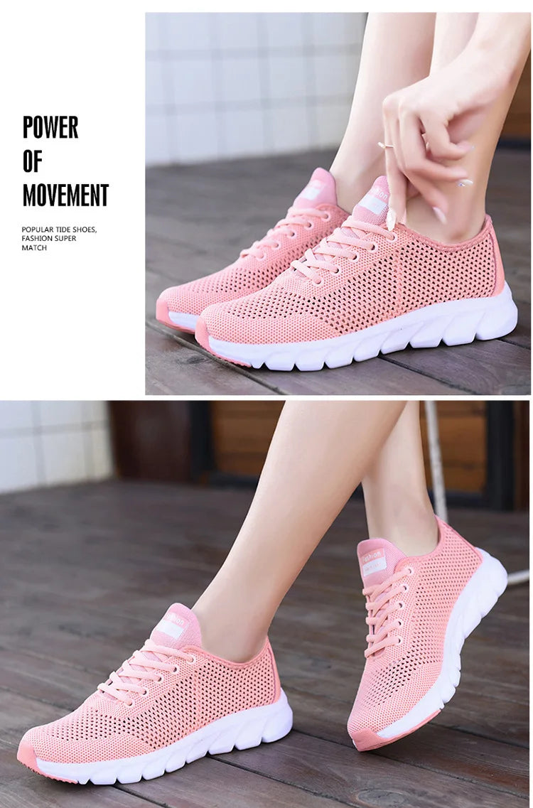 White Mesh Shoes Woman Summer Breathable Flat Sneakers Sports Tennis Shoes for Women Casual  Lightweight Running Shoes Ladies