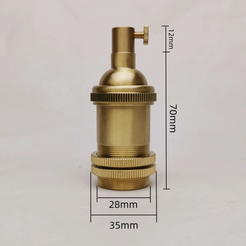 E14 Spiral Brass Light Sockets E12 Retro Ceiling Lamp Base Ceramic All Copper Accessories Lampshade Fixed Threaded Lamp Holder