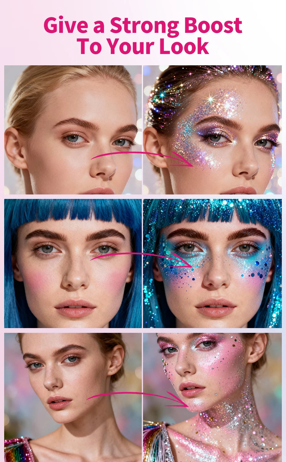 Sparkling Sequins Glitter Gel Stick Mermaid Sequin Body Glitter Gel Cosmetic Hair Glitter Festival Makeup for Christmas Party