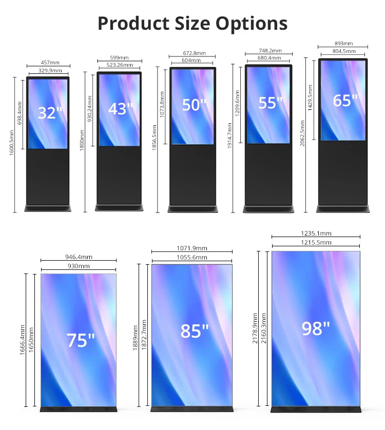 Indoor digital kiosk full-screen digital signage display