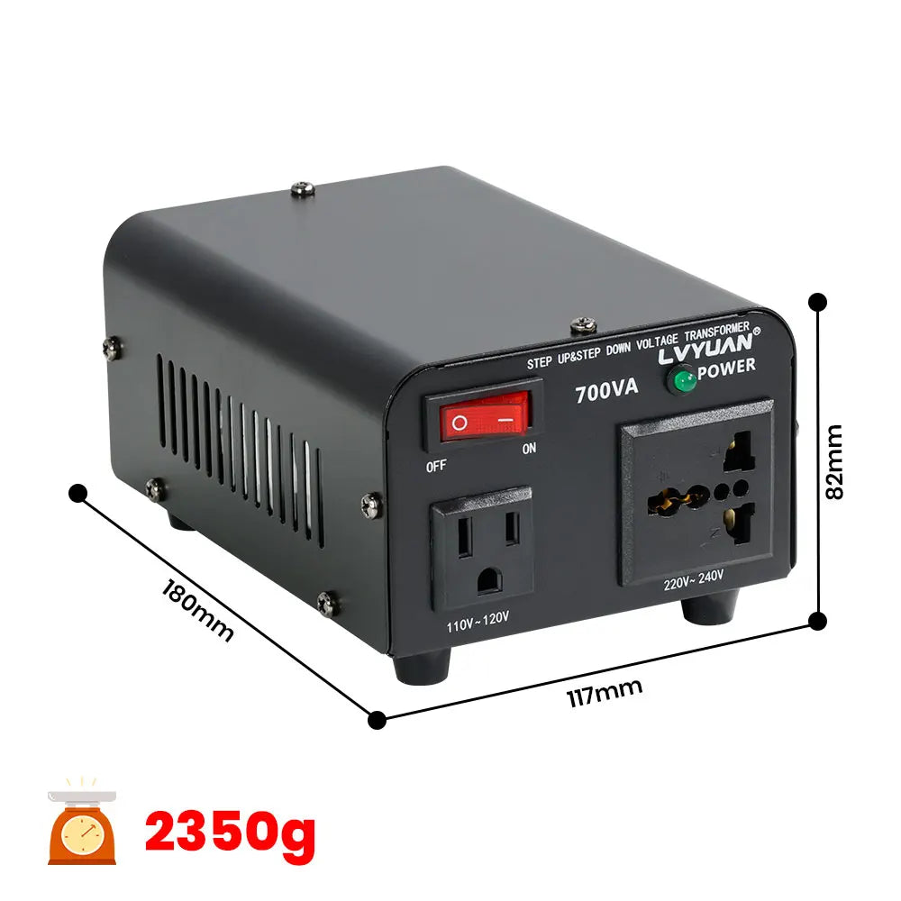 LVYUAN 700VA‑6000VA Heavy Duty Step Up Down Voltage Transformer, 110V/120V to 220V/230V, US EU Socket for Overseas Electrical Equipment